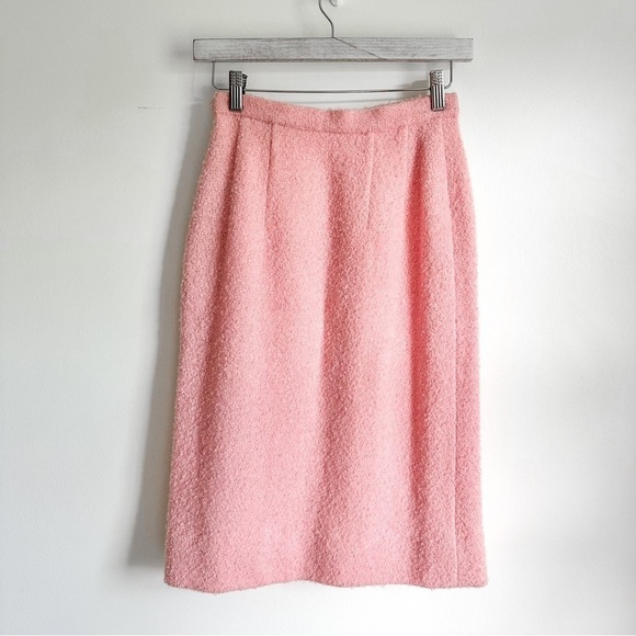 Sophisticates Vintage Pastel Pink Tweed Blazer Pencil Skirt Suit Set sz XS - Picture 13 of 16